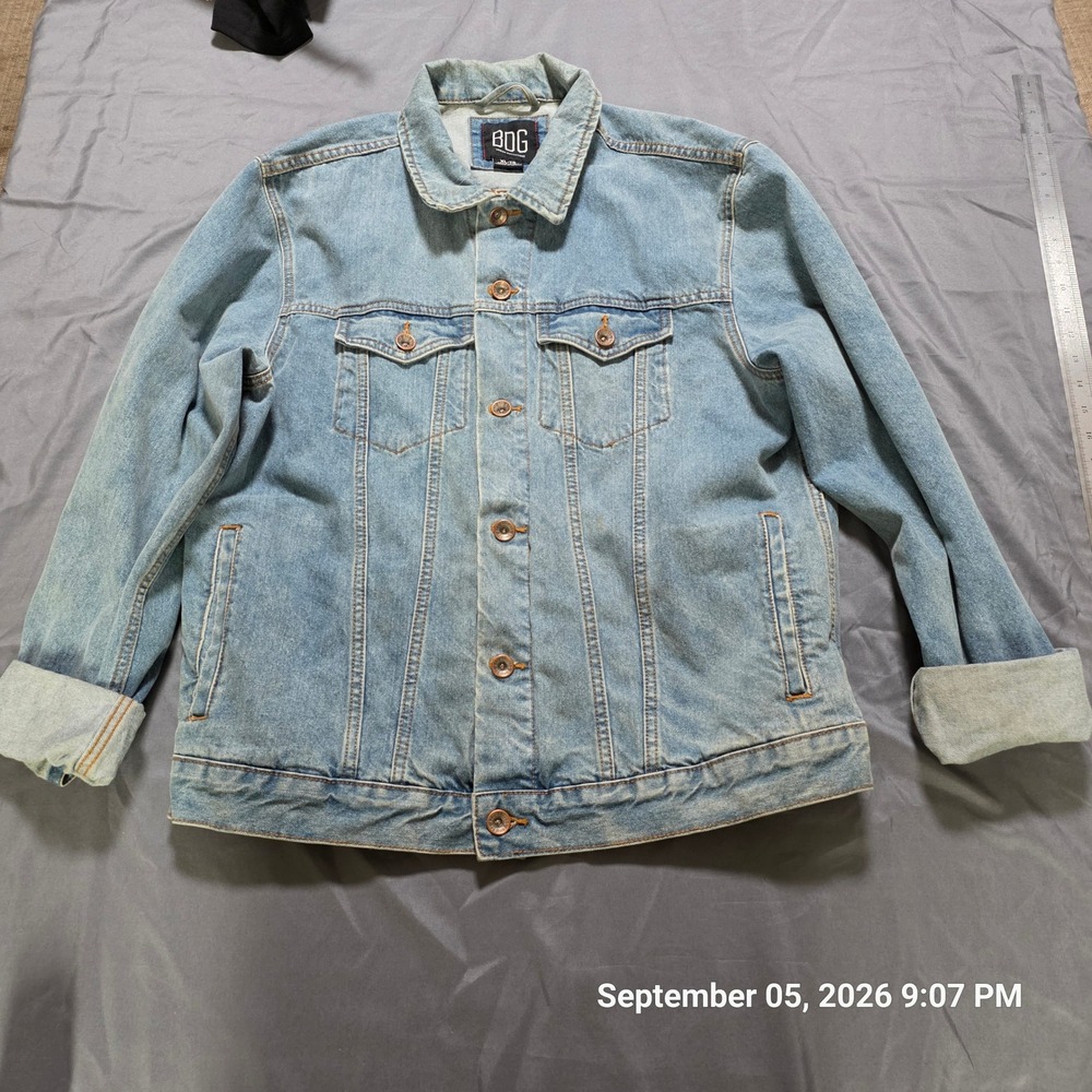 BDG Urban Outfitters Denim Trucker Jacket Light Wash Painted Sunflower XL